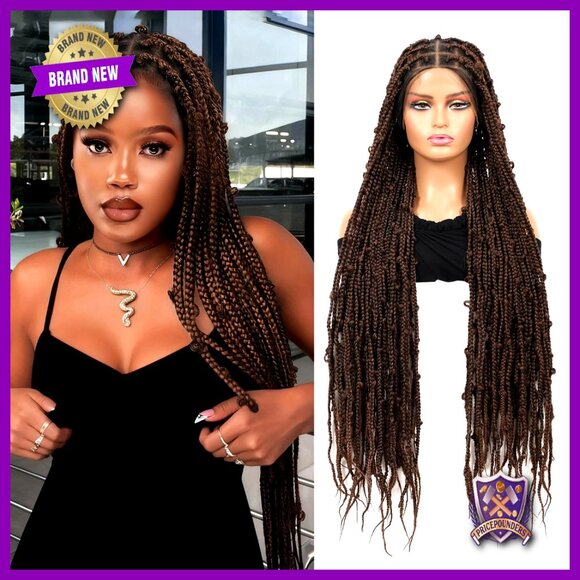 Knotless Box Braid Wig Full Lace Front Synthetic Pre-Plucked Baby Hair